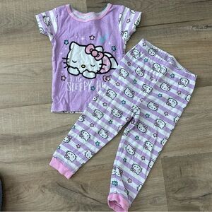 Sanrio Baby 2 Pc Purple Pink Stripe Little Sleepy Head Hello Kitty PJ Set 24 MO